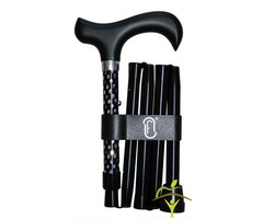 Canne de marche pliable et réglable Finna, manche en bois noir, finition spéciale