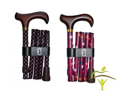 Finna walking stick folding and adjustable wooden or metacrylic handle