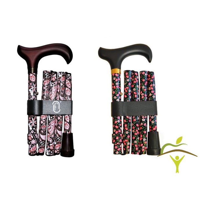 Finna folding and adjustable walking stick, wooden or metacrylic handle