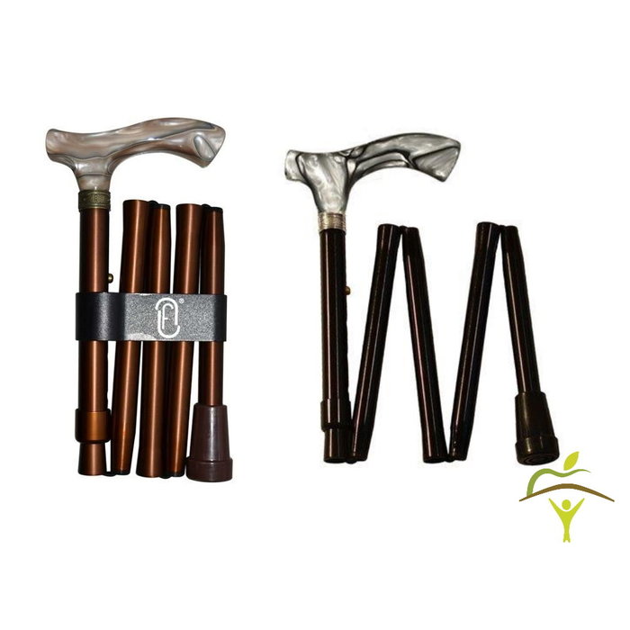 Finna folding and adjustable walking stick, wooden or metacrylic handle