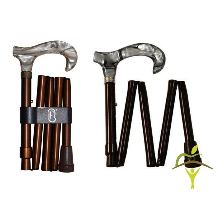 Finna folding and adjustable walking stick, wooden or metacrylic handle