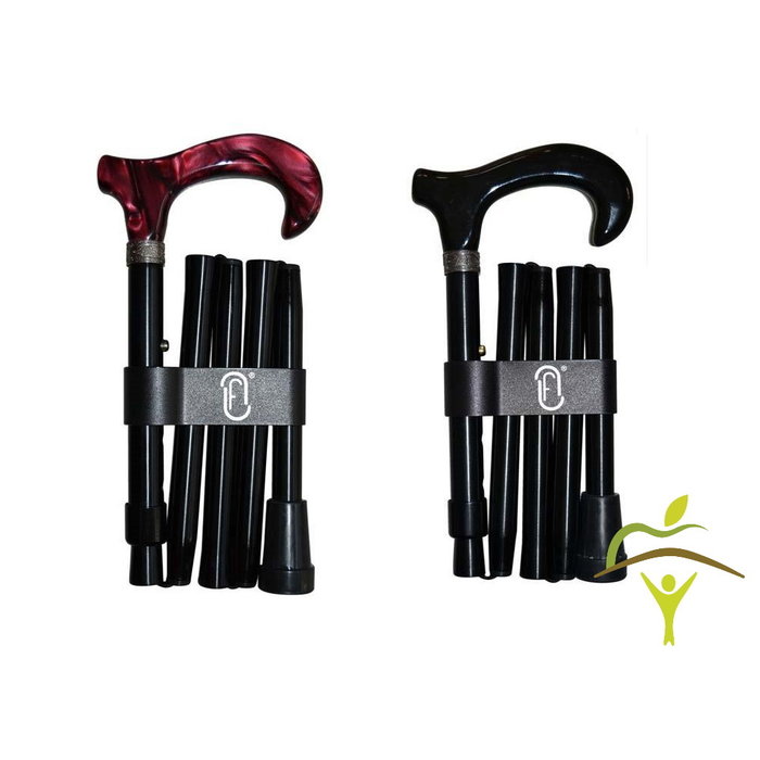 Finna folding and adjustable walking stick, wooden or metacrylic handle