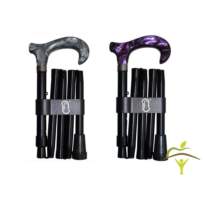 Finna folding and adjustable walking stick, wooden or metacrylic handle