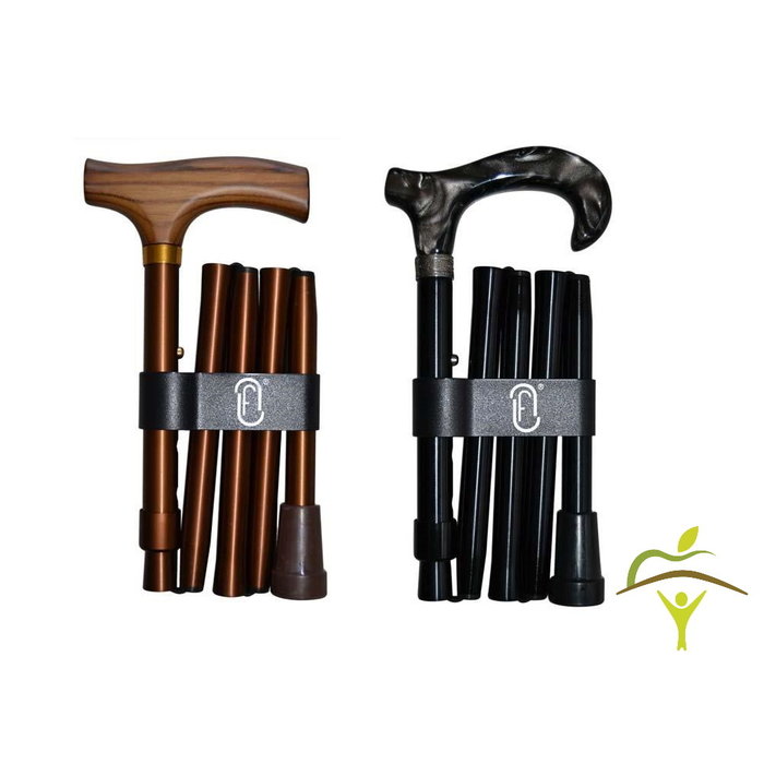 Finna folding and adjustable walking stick, wooden or metacrylic handle