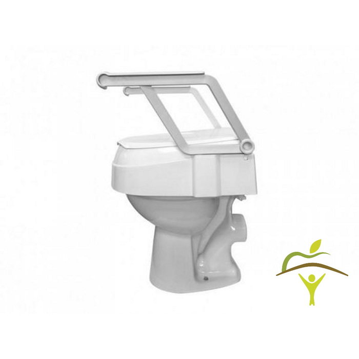 Height-adjustable toilet seat with folding armrests, compact TSE 120