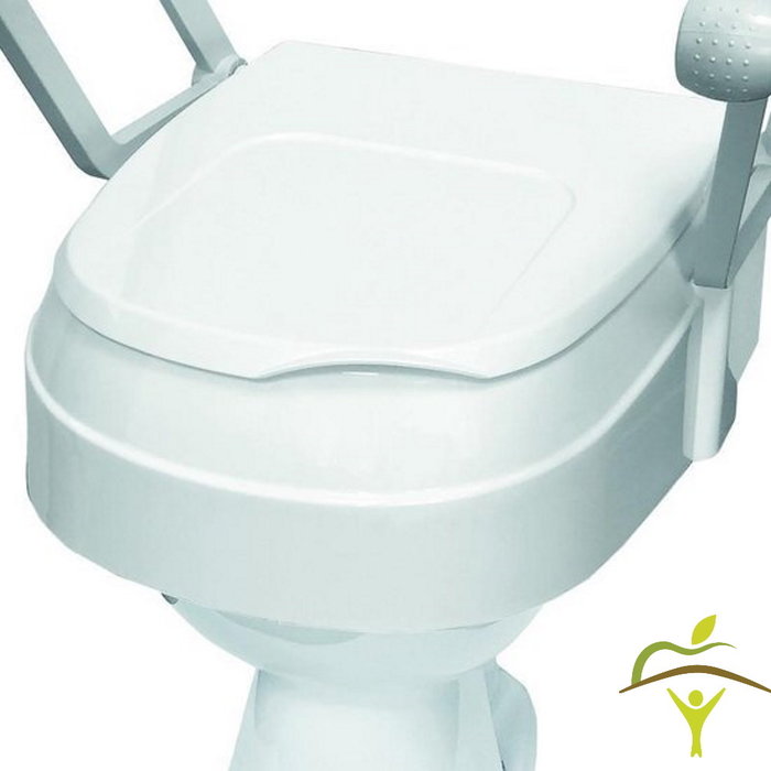 Height-adjustable toilet seat with folding armrests, compact TSE 120