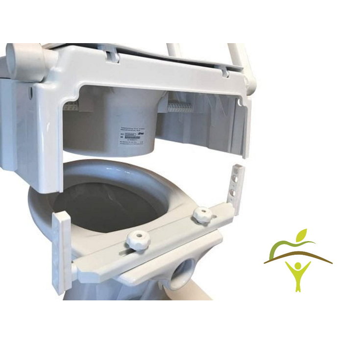 Height-adjustable toilet seat with folding armrests, compact TSE 120