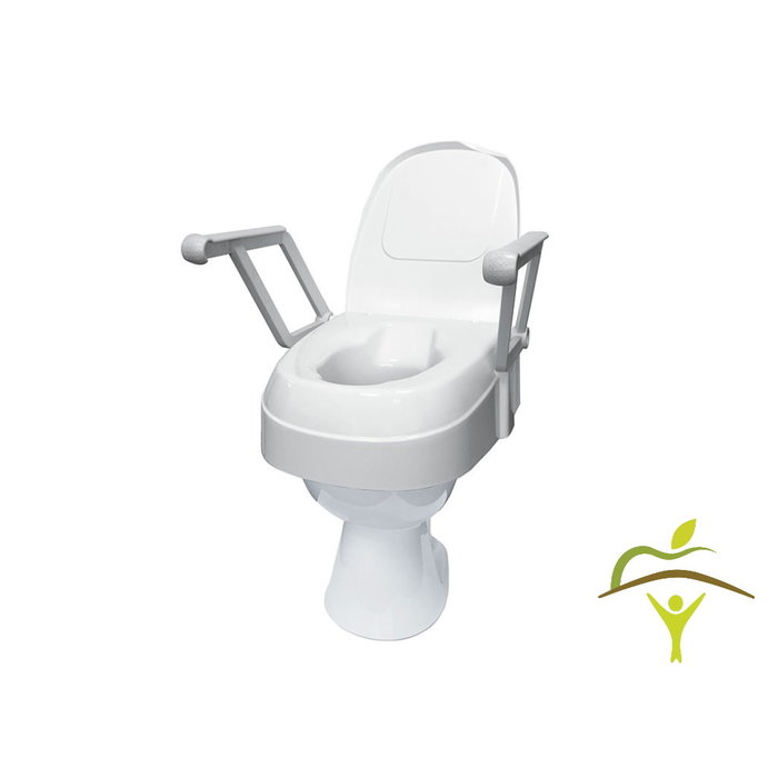 Height-adjustable toilet seat with folding armrests, compact TSE 120