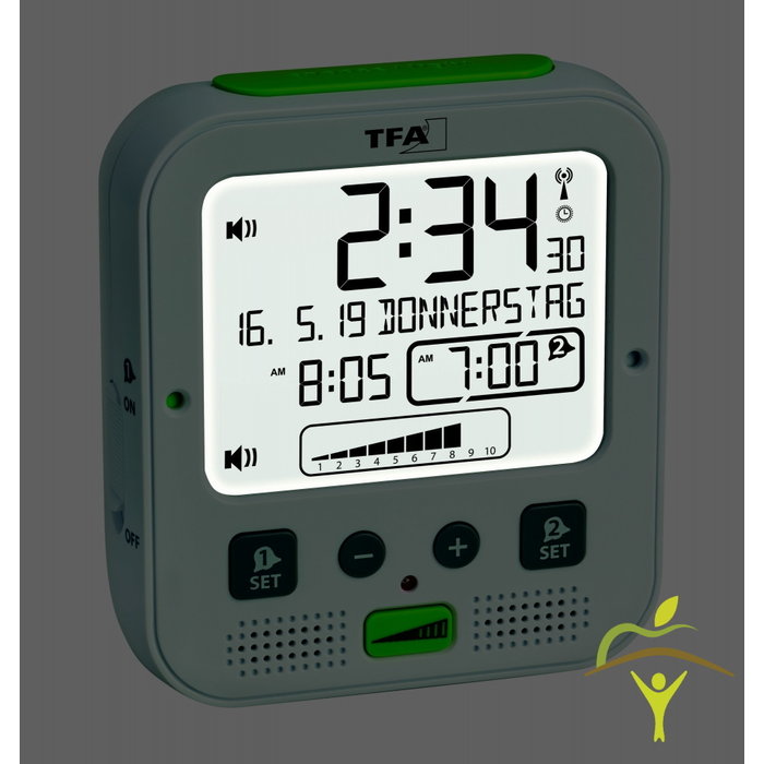Radio alarm clock with vibrating alarm