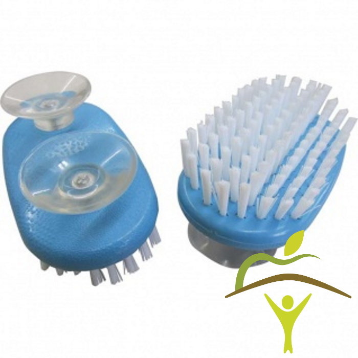 Hand brush on suction cups for one-handed use