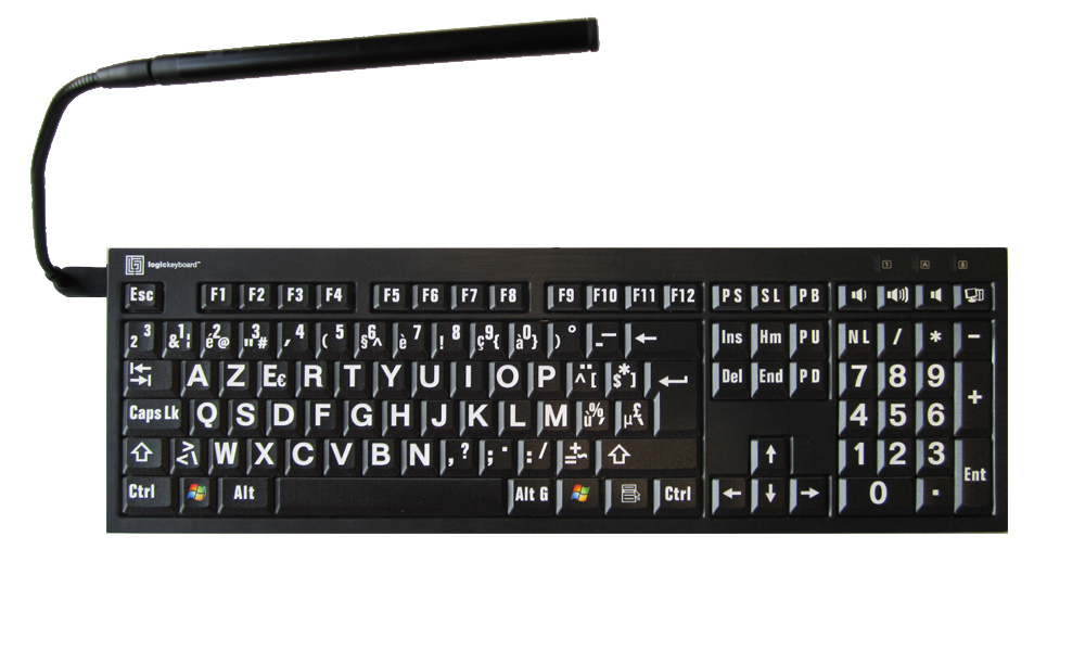 Clavier Blanc pour seniors avec touches contrastées et lettres noires -  Accessoires