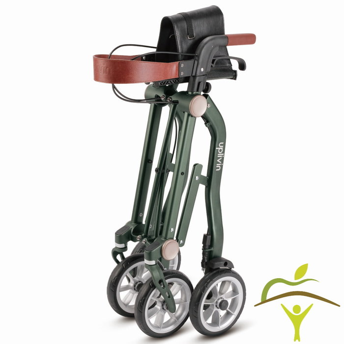 Compact double folding rollator