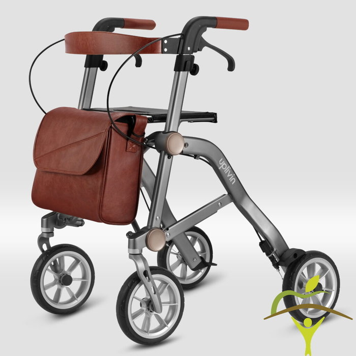 Compact double folding rollator