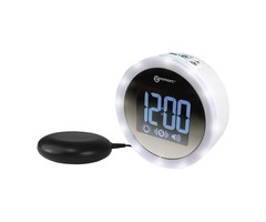 Loud alarm clock with vibrating pillow and light flash