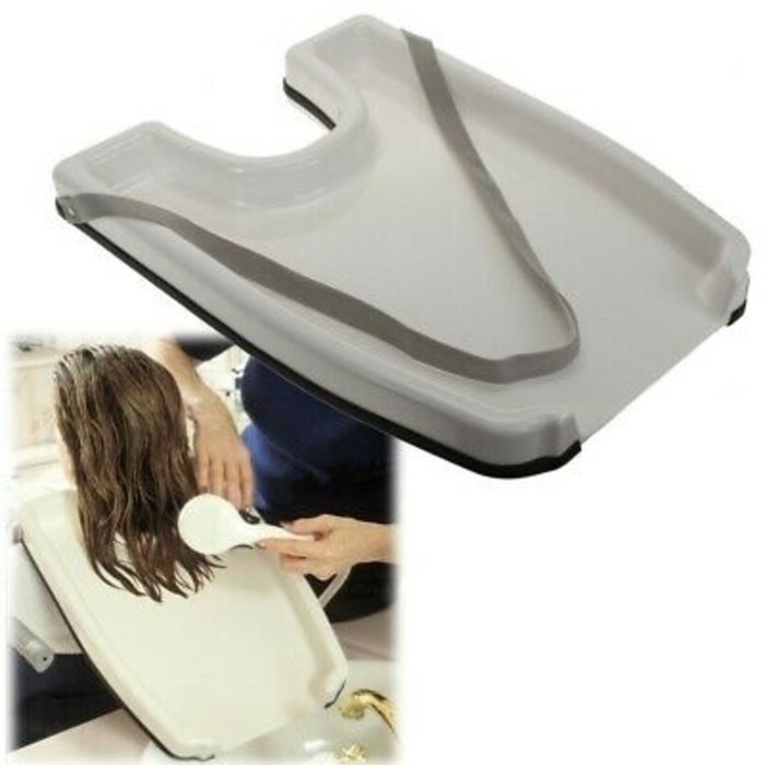 Hair wash basin with flexible rubber edge with straps