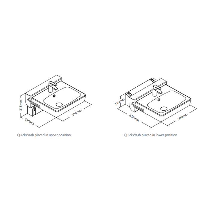 Height-adjustable washbasin Ropox Quickwash