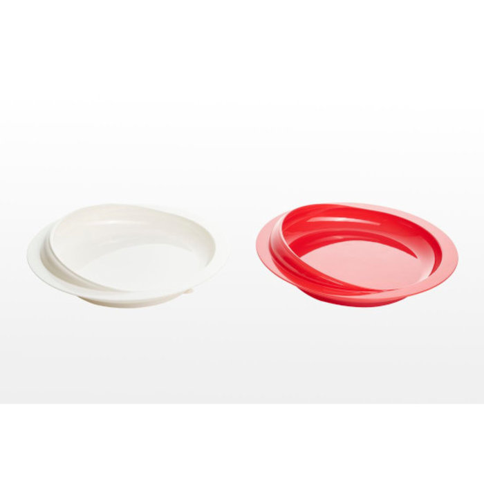 Plate with raised edge and suction cup