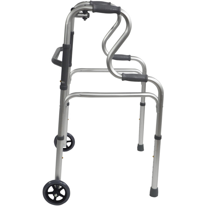 Foldable walker with 2 wheels