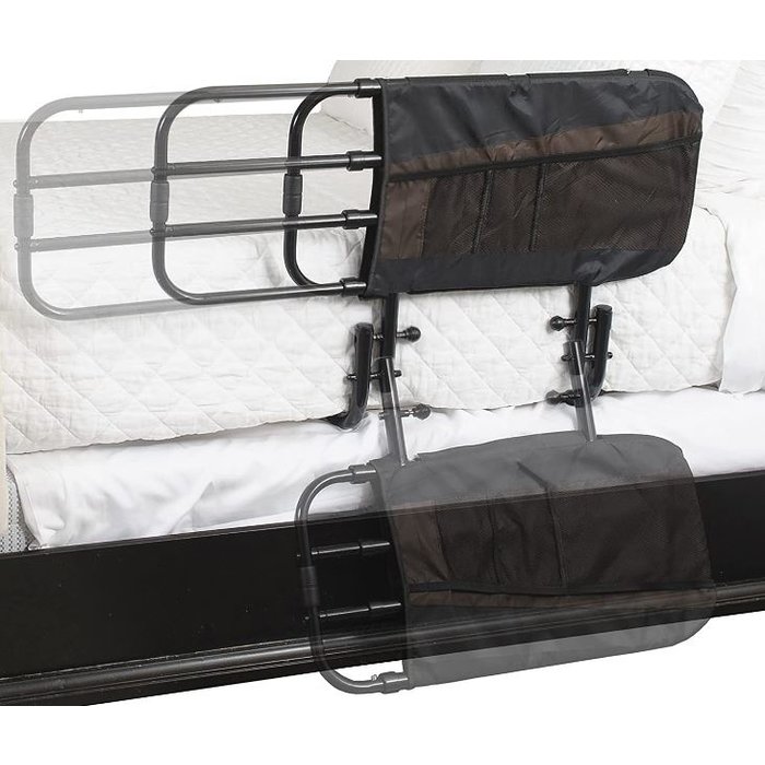 Bed rail - adjustable length and foldable