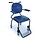 Commode chair on wheels, vinyl blue