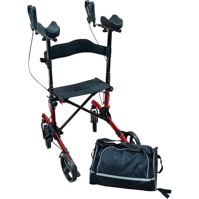 Four-wheel walker with forearm shell