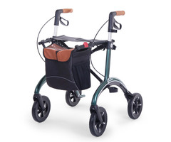 Foldable rollator for outdoor use