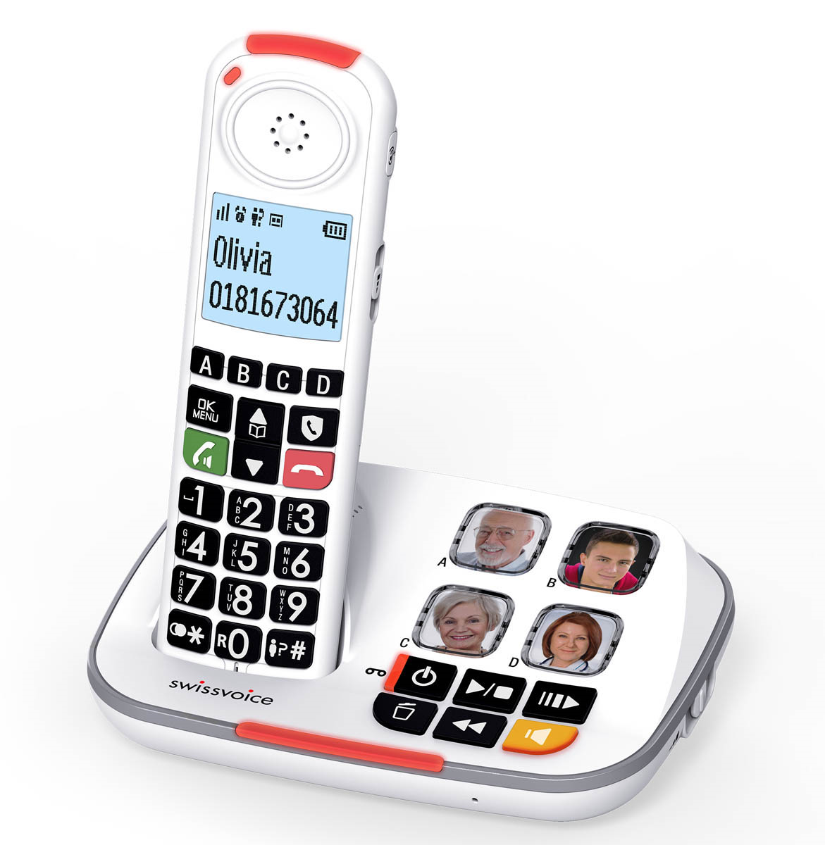 Téléphone fixe avec 4 touches photo - Soins à Domicile Webshop