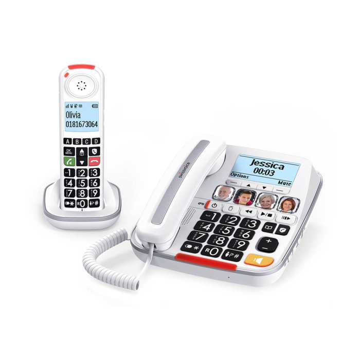 Combo phone 1 with handset and 1 cordless