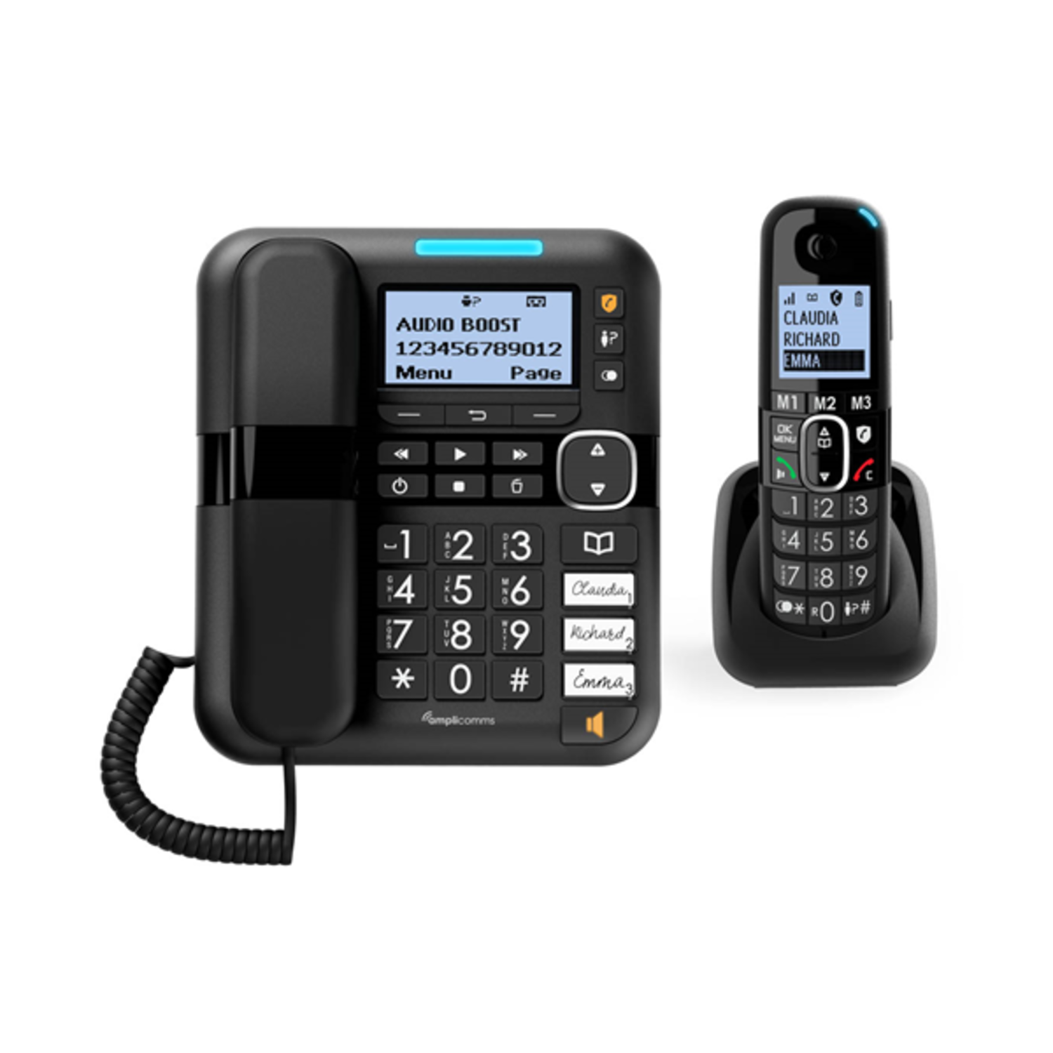 Combo téléphone 1 avec combiné et 1 sans fil - Soins à Domicile Webshop