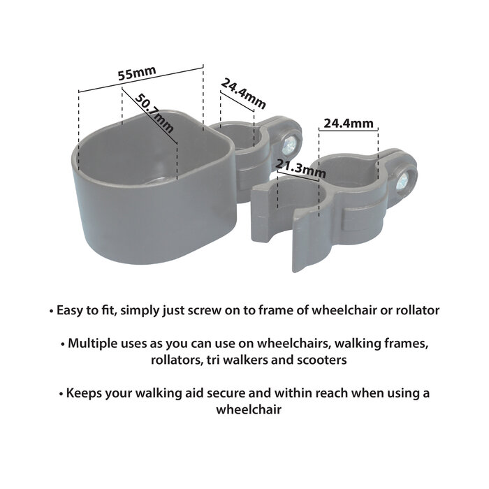 Porte-canne/béquille adapté pour fauteuil roulant et scooter de mobilité