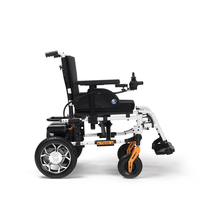 Lightweight, adjustable electric wheelchair with removable lithium battery - verso