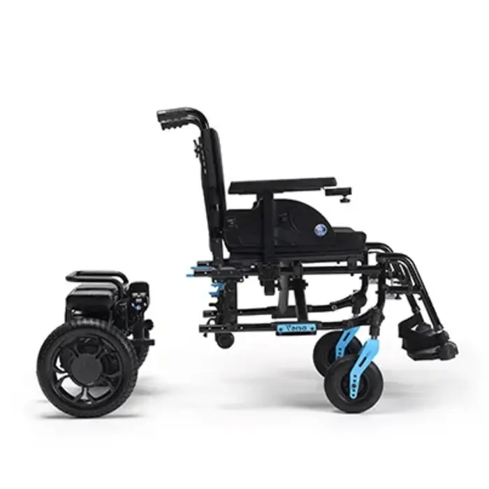 Lightweight, adjustable electric wheelchair with removable lithium battery - verso