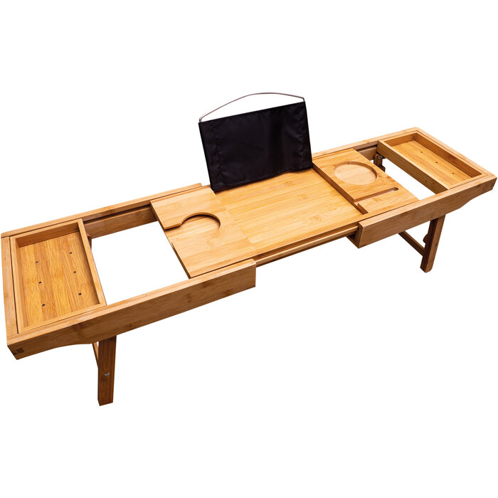 Bed and bath table with extendable sides and legs