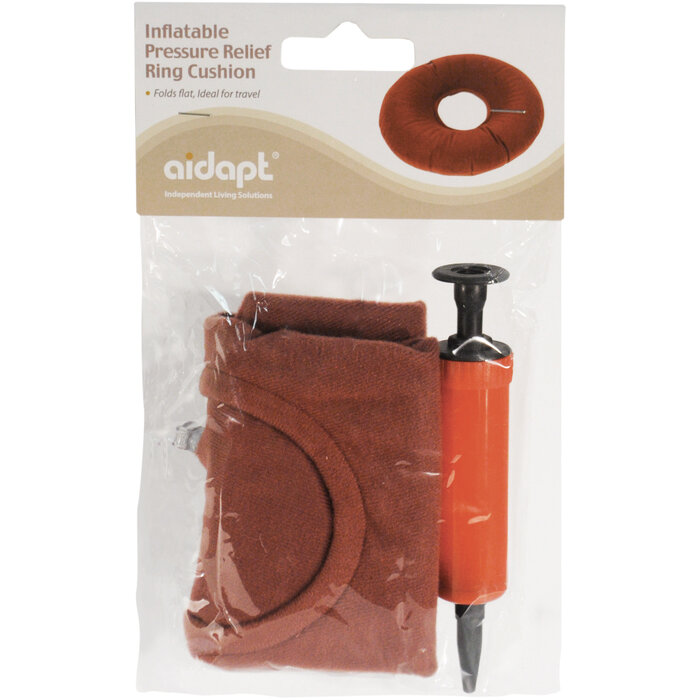 Inflatable ring cushion for pressure relief