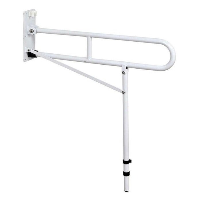Folding toilet bracket with floor support