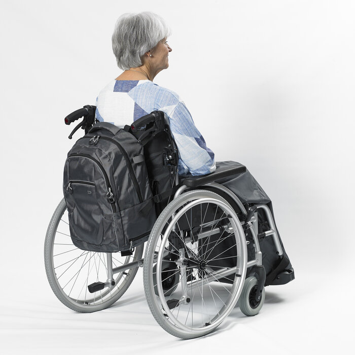 Storage bag for the back of the wheelchair or scooter