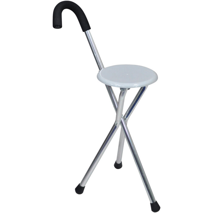 Foldable sitting chair walking stick