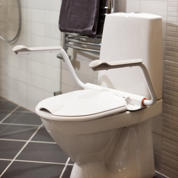 Support toilet seat with armrests