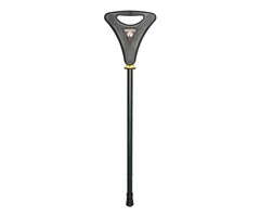 Fixed height walking stick with folding seat