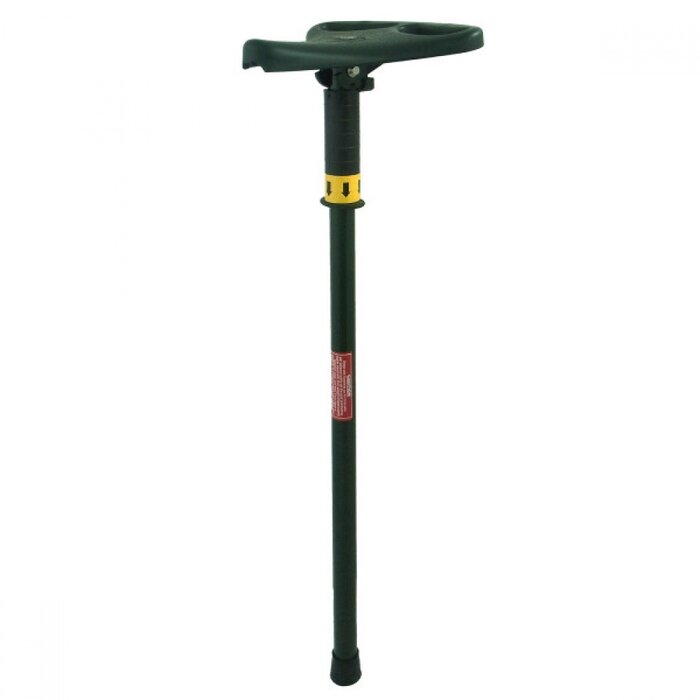 Fixed height walking stick with folding seat