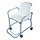 Shower wheelchair with 4 double swivel wheels, 2 of which are braked at the rear