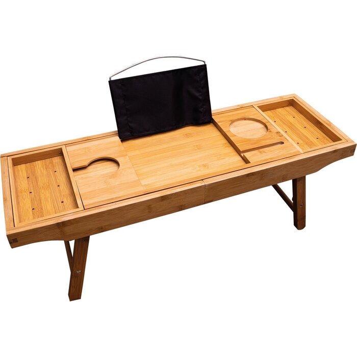 Bed and bath table with extendable sides and legs