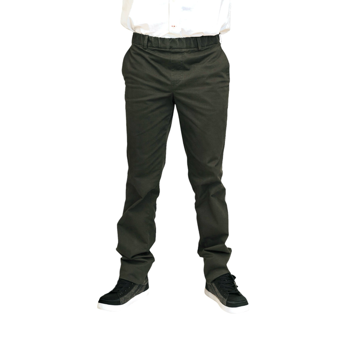 Trousers with elastic - dark green cotton