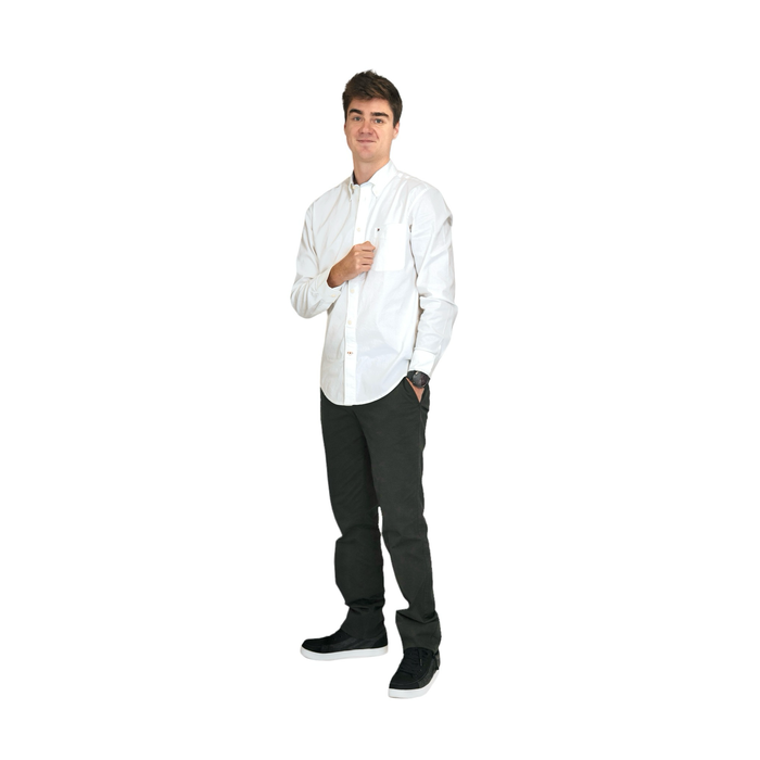 Broek met elastiek - donkergroen katoen