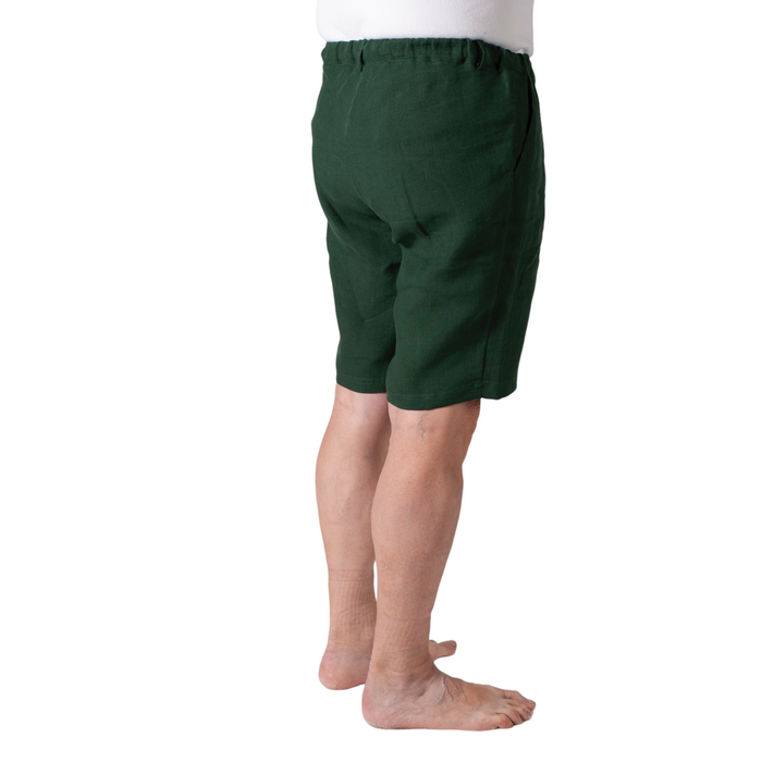 Shorts with elastic - green linen