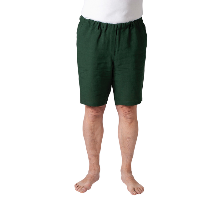 Shorts with elastic - green linen