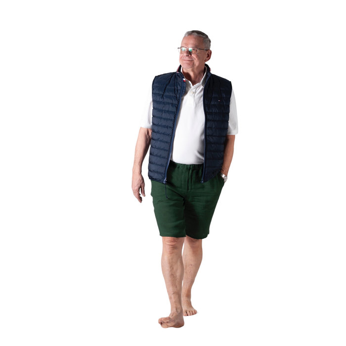 Shorts with elastic - green linen