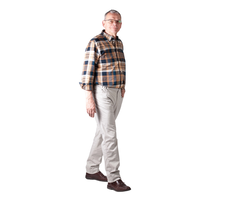 5 pocket broek met elastiek - zandkleur katoen