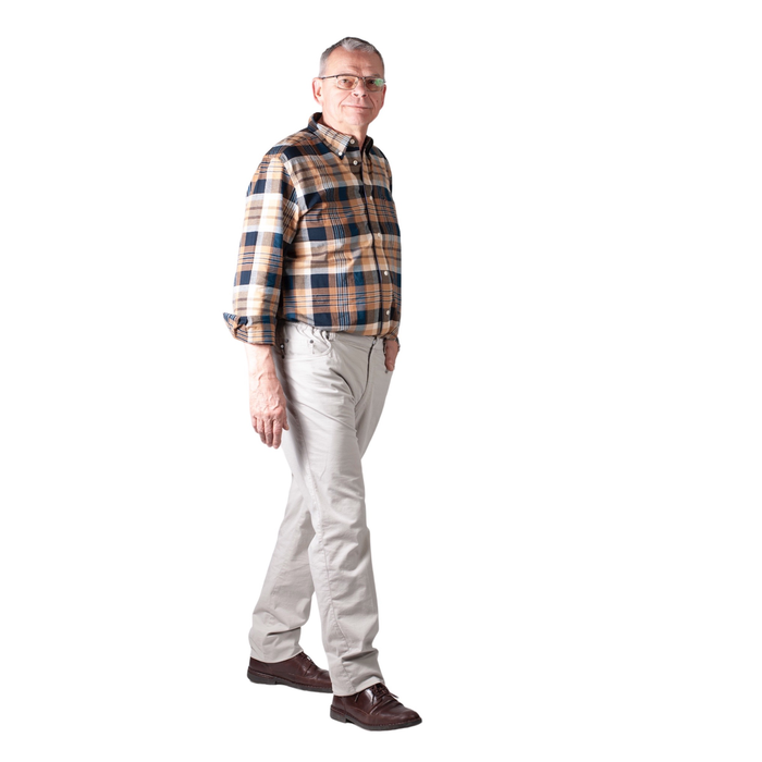 5 pocket pants with elastic - sand color cotton