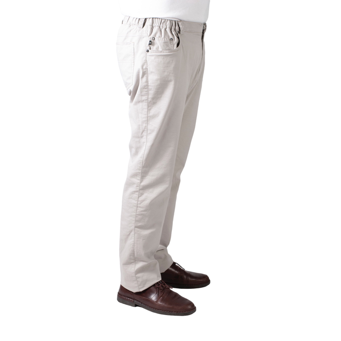 5 pocket pants with elastic - sand color cotton
